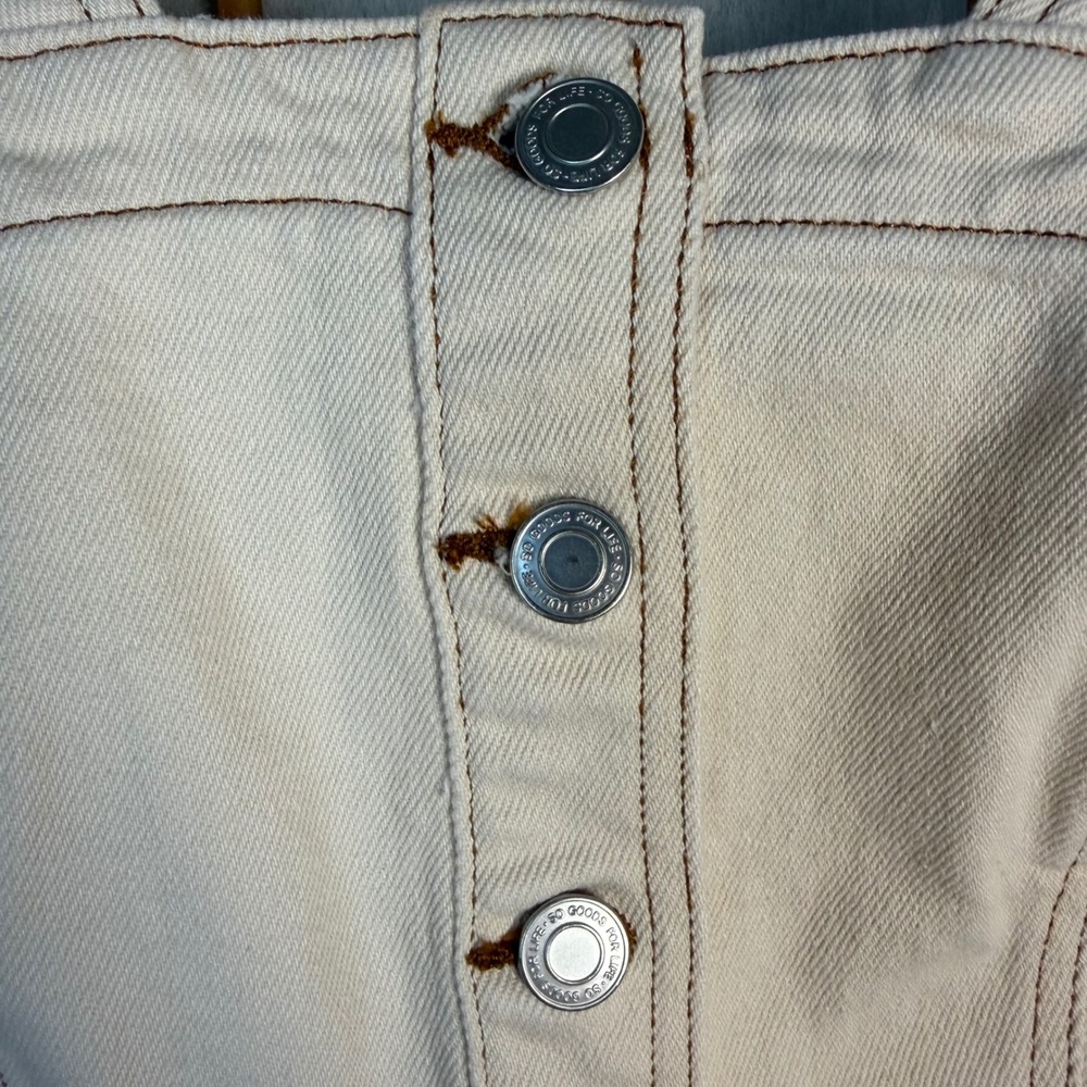 Cream Denim Button Front Mini Dress, 3/26W - Picture 2 of 8